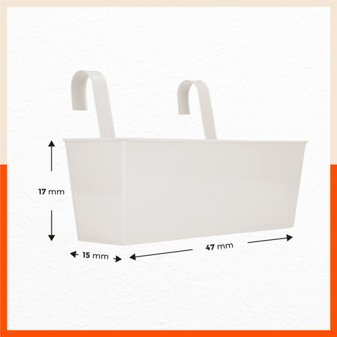 LEA Hanging Metal Pot Holders / Planters for Home / Balcony / Garden | White - Set of 2